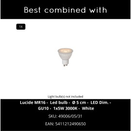 TRACK NIGEL sliežu prožektors 1xGU10 balts (Lucide)