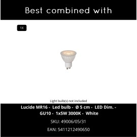 TRACK FLORIS sliežu prožektors 1xGU10 balts (Lucide)