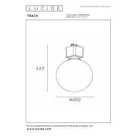 TRACK TYCHO sliežu prožektors 1xG9 dūmakaini pelēks / melns (Lucide)
