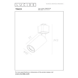 TRACK RITMO sliežu prožektors 1xGU10 (MR11) balts (Lucide)