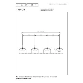 TREVOR Piekaramā lampa 4x40W G9 opāla (Lucide)