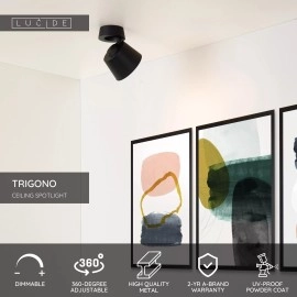 TRIGONO griestu prožektors Ø10,5 cm 1x50W melna (Lucide)