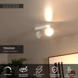 TRIGONO griestu prožektors 26 cm × 11 cm × 11 cm 2x50W balta (Lucide)