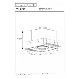 TRIMLESS iebūvējamais griestu prožektors 9,7 cm × 9,7 cm × 9 cm 1x50W melna (Lucide)