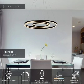 TRINITI LED piekaramā lampa Ø80 cm 32 W 3000K melna (Lucide)