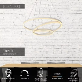 TRINITI LED piekaramā lampa Ø80 cm 32 W 3000K balta (Lucide)