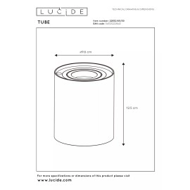 TUBE galda lampa Ø9,6 cm LED 3 StepDim GU10 1x5W 2700K melna (Lucide)