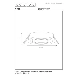 TUBE iebūvējamā spotlampa Ø9,2 cm 1xGU10 50W balta (Lucide)