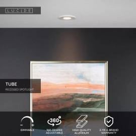 TUBE iebūvējamā spotlampa Ø9,2 cm 1xGU10 50W balta (Lucide)