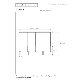 TUBULE piekaramā lampa 101 cm LED 5 x 7W 2700K melna (Lucide)