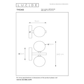 TYCHO sienas lampa 2xG9 melna (Lucide)