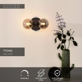 TYCHO sienas lampa 2xG9 melna (Lucide)