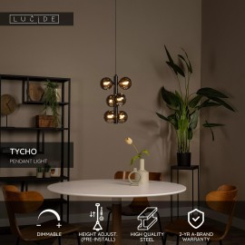 TYCHO Piekaramā lampa 6x28W G9 melna (Lucide)