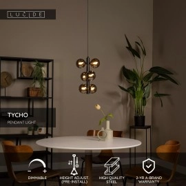 TYCHO piekaramā lampa Ø25,5 cm 6xG9 melna (Lucide)
