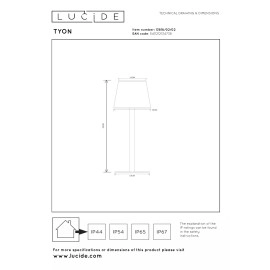 TYON uzlādējama āra galda lampa LED 1x2W matēts zelta (Lucide)