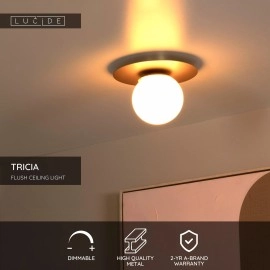 Griestu lampa TRICIA Ø25 cm 1xE27 15W matēta zelta/misiņa (Lucide)