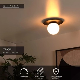 Griestu lampa TRICIA Ø25 cm 1xE27 15W melna (Lucide)