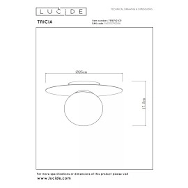 Griestu lampa TRICIA Ø25 cm 1xE27 15W balta (Lucide)