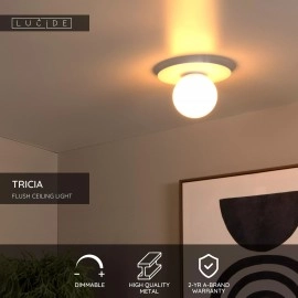 Griestu lampa TRICIA Ø25 cm 1xE27 15W balta (Lucide)