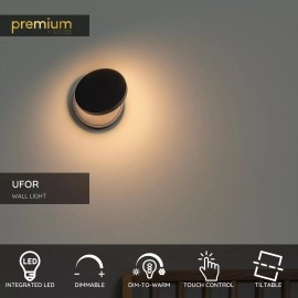 UFOR LED dim-to-warm sienas lampa Ø12 cm melna (Lucide)