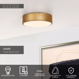 UNAR griestu lampa Ø20 cm LED 3 StepDim 12W 2700K matēta zelta/misiņa (Lucide)