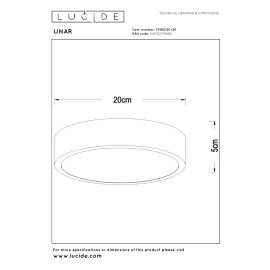 UNAR griestu lampa Ø20 cm LED 3 StepDim 12W 2700K melna (Lucide)