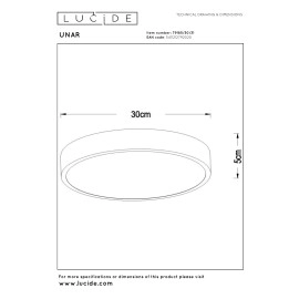 UNAR griestu lampa Ø30 cm LED 3 StepDim 18W 2700K balta (Lucide)