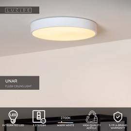 UNAR griestu lampa Ø30 cm LED 3 StepDim 18W 2700K balta (Lucide)