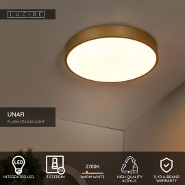 UNAR griestu lampa Ø39,5 cm LED 3 StepDim 24W 2700K matēta zelta/misiņa (Lucide)
