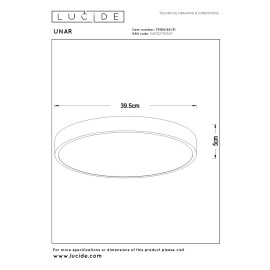 UNAR griestu lampa Ø39,5 cm LED 3 StepDim 24W 2700K balta (Lucide)