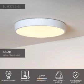 UNAR griestu lampa Ø39,5 cm LED 3 StepDim 24W 2700K balta (Lucide)