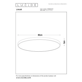 UNAR griestu lampa Ø80 cm LED 3 StepDim 80W 2700K balta (Lucide)