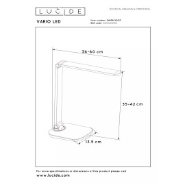 VARIO LED darba galda lampa LED 8W CCT melna (Lucide)