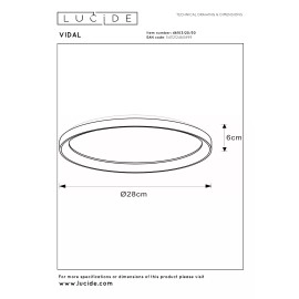 VIDAL griestu lampa Ø28 cm LED 20 W 2700 K melna (Lucide)