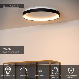 VIDAL griestu lampa Ø48 cm LED 38 W 2700 K melna (Lucide)