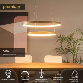 VIDAL piekaramā lampa Ø78 cm LED 92 W matēta zelta/misiņa (Lucide)