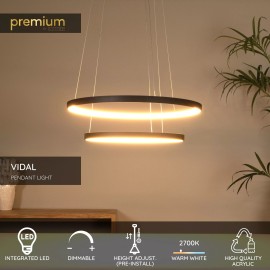 VIDAL piekaramā lampa Ø78 cm LED 92 W 2700 K melna (Lucide)