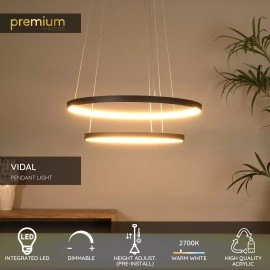 VIDAL piekaramā lampa Ø78 cm LED 92 W 2700 K melna (Lucide)