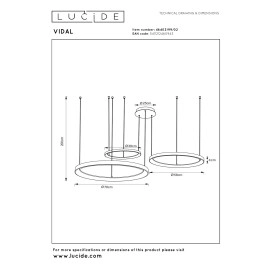 VIDAL piekaramā lampa Ø78 cm LED 120 W matēta zelta/misiņa (Lucide)