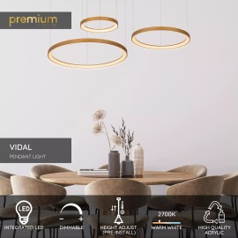 VIDAL piekaramā lampa Ø78 cm LED 120 W matēta zelta/misiņa (Lucide)