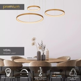 VIDAL piekaramā lampa Ø78 cm LED 120 W matēta zelta/misiņa (Lucide)