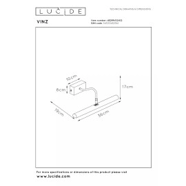 VINZ gleznas lampa 2 x 28 W G9 matēta zelta/misiņa (Lucide)