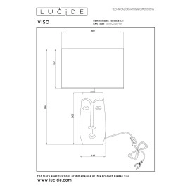 VISO galda lampa Ø36 cm 1xE27 balta (Lucide)