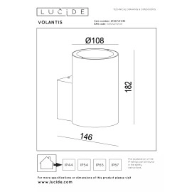 VOLANTIS āra sienas spot gaismeklis 1×40W E27 melna (Lucide)