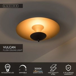 VULCAN griestu lampa Ø35 cm LED 9W 3000K melna (Lucide)
