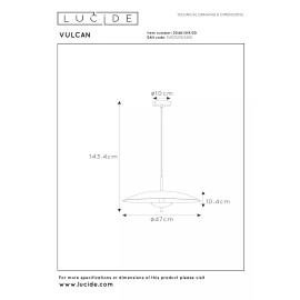 VULCAN piekarama lampa Ø47 cm LED 9W 3000K melna (Lucide)