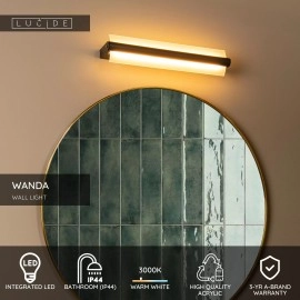 WANDA vannas istabas sienas lampa LED 15 W 3000 K melna (Lucide)
