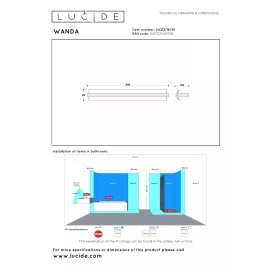 WANDA vannas istabas sienas lampa LED 19 W 3000 K melna (Lucide)