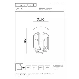WELLS āra griestu lampa Ø10 cm LED 8W 2700K IP54 rūsganbrūna (Lucide)