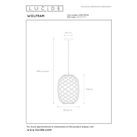 WOLFRAM piekaramā lampa Ø 32 cm 1xE27 matēta zelta / misiņa tonī (Lucide)